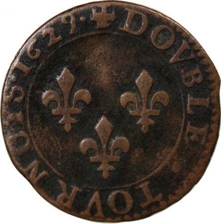 France LOUIS XIII - DOUBLE TOURNOIS 1629 A PARIS TYPE 6