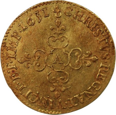 France LOUIS XIII - ECU D\'OR AU SOLEIL - 1631, A PARIS