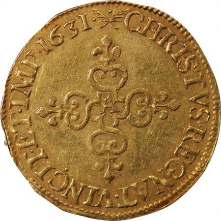 France LOUIS XIII - ECU D\'OR AU SOLEIL - 1631 A PARIS