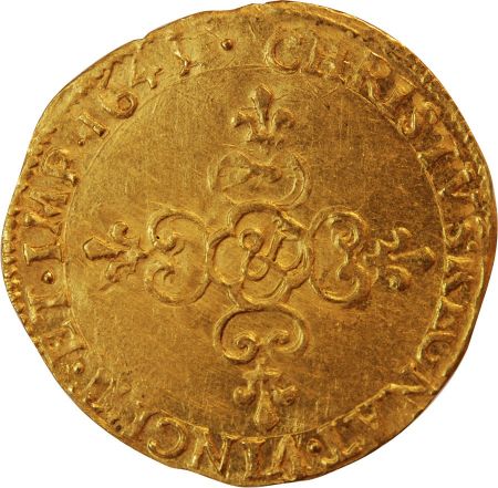 France LOUIS XIII - ECU D\'OR AU SOLEIL 1643 & AIX R5