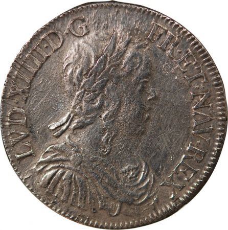 France LOUIS XIV - 1/2 ECU A LA MECHE LONGUE - 1650, G POITIERS