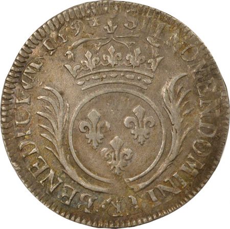 France Louis XIV - 1/2 Ecu Argent aux Palmes - 1694 X Amiens, Réformé