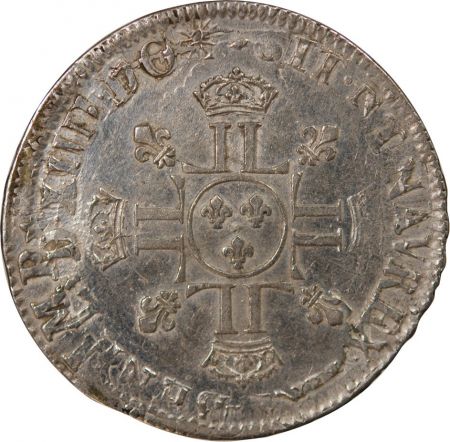 France LOUIS XIV - 1/2 ECU AUX 8 L, 2nd TYPE, DOUBLE REFORME, ARGENT - 1704 / 1709
