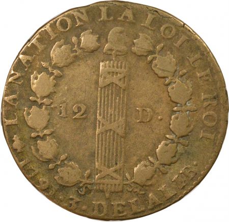 France Louis XVI, Constitution - 12 Deniers, au Faisceau - 1791 A Paris