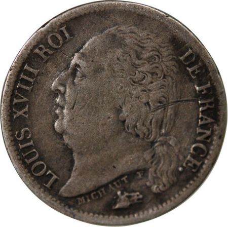 France LOUIS XVIII - 1/2 FRANC ARGENT 1824 Q PERPIGNAN