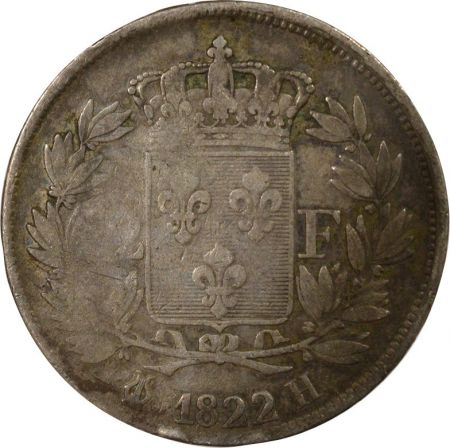 France Louis XVIII - 2 Francs Argent 1822 H La Rochelle