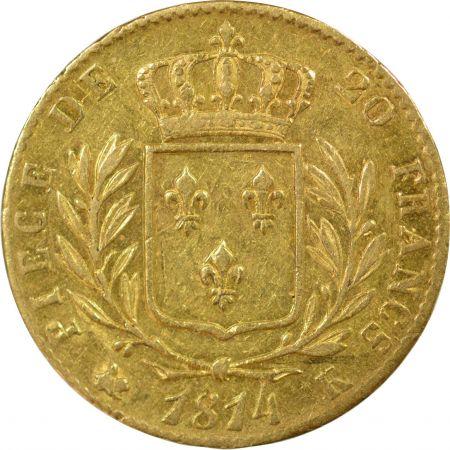France Louis XVIII - 20 Francs Or 1814 K Bordeaux, Grand 4