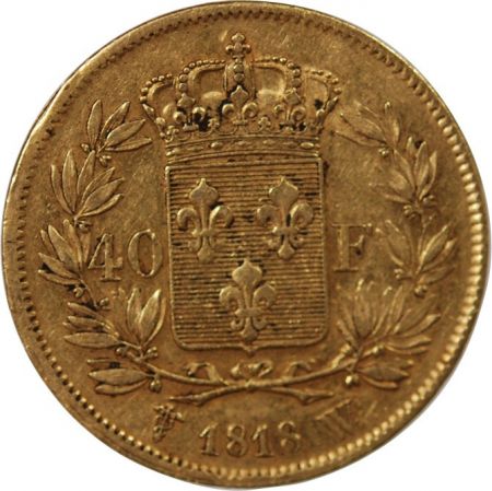 France LOUIS XVIII - 40 FRANCS OR 1818 W LILLE