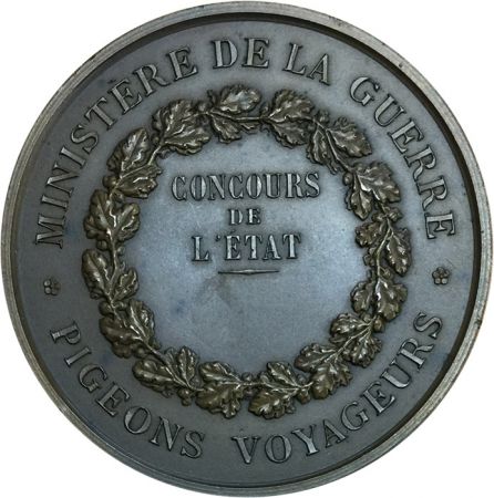 France Médaille 1870 France - Pigeons voyageurs  Ministère de la Guerre - Eugène André Oudiné