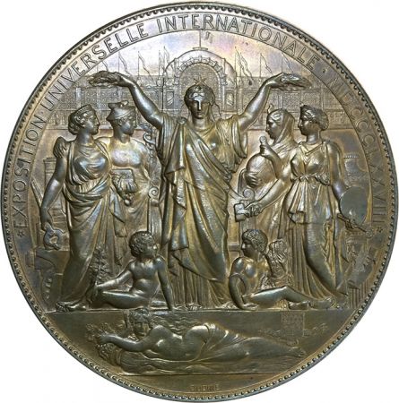 France Médaille 1878 France - Exposition universelle  Palais du Trocadéro - Eugène André Oudiné