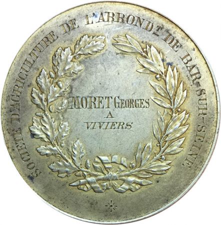 France Médaille Argent France - Société agricole  Bar sur Seine - Oscar Roty