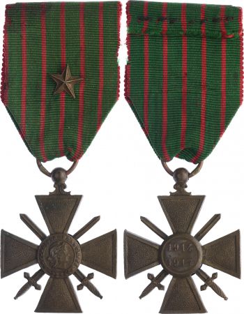 France Médaille Militaire Croix de Guerre  - 1914-1917- Première Guerre Mondiale - 1 étoile