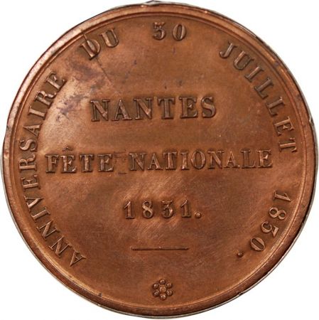 France MONARCHIE DE JUILLET  FÊTE NATIONALE DE NANTES - MEDAILLE CUIVRE 1831