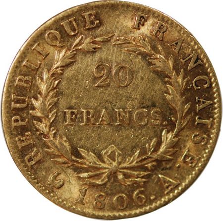 France NAPOLEON Ier - 20 FRANCS OR - 1806 A PARIS \ Calendrier grégorien\ 