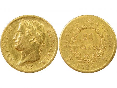 France Napoléon Ier - 20 Francs Or 1814 W Lille