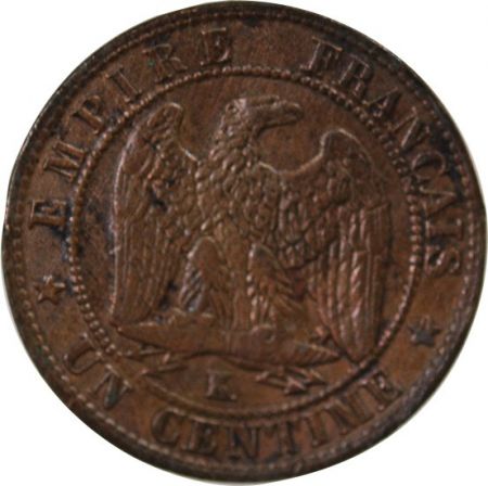 France NAPOLEON III - 1 CENTIME TETE NUE - 1853 K BORDEAUX, Feuille horizontale