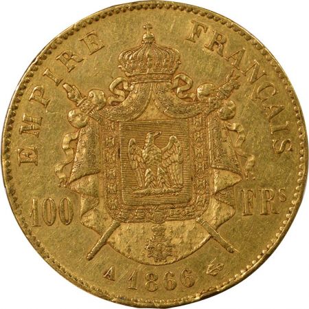 France Napoléon III - 100 Francs Or Tête Laurée - 1866 A Paris