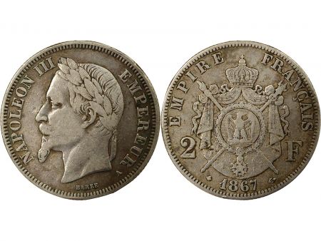 France Napoléon III - 2 Francs Argent 1867 A Paris