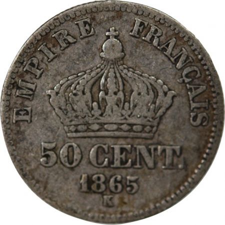 France NAPOLEON III - 50 CENTIMES ARGENT 1865 K BORDEAUX