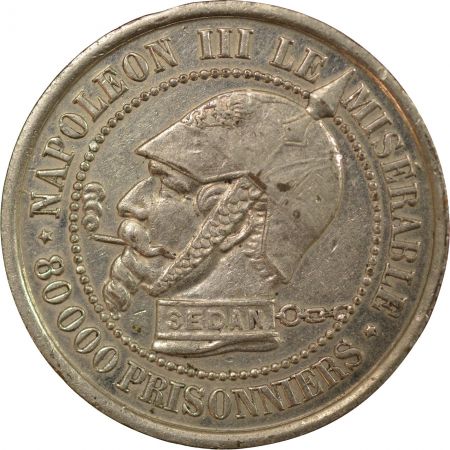 France Napoléon III, Defaite De Sedan - Jeton Bronze Plaque Argent - 1870