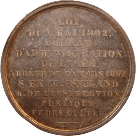 France NAPOLÉON III  INSTRUCTION PUBLIQUE ET DES CULTES - MÉDAILLE ARGENT 1862