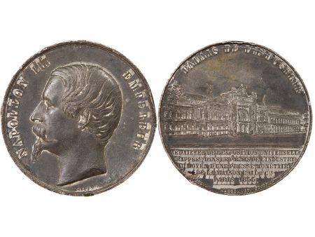 France NAPOLÉON III  PALAIS DE L\'INDUSTRIE - MÉDAILLE ÉTAIN 1855