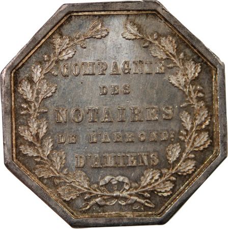 France NOTAIRES, AMIENS  JETON ARGENT poinçon Corne (après 1879)