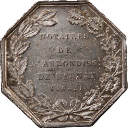 France NOTAIRES, BERNAY  JETON ARGENT poinçon Abeille (1845-1860)