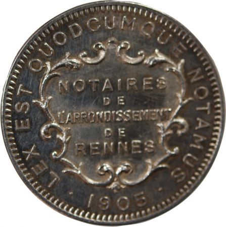 France NOTAIRES DE RENNES - JETON ARGENT 1905