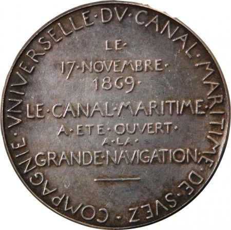 France OUVERTURE DU CANAL DE SUEZ  OSCAR ROTY - MEDAILLE ARGENT Poinçon Corne (après 1879)