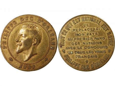 France PHILIPPE  DUC D\'ORLEANS - MEDAILLE LAITON 1909