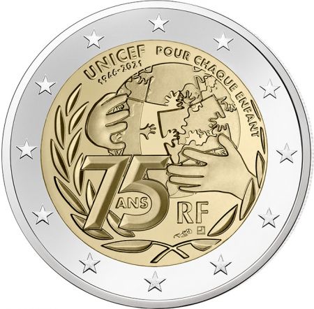France Pièce 2 Euros Commémo. BU Coincard France 2021 - 75 ans de l\'UNICEF