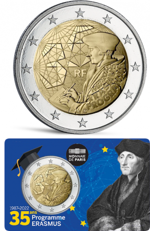 France Pièce 2 Euros Commémo. BU Coincard France 2022 - 35 ans du Programme ERASMUS