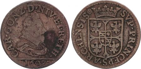 France Principauté d\'Arches-Charleville, Charles Ier de Gonzague - 1 Liard 1609 - TB+