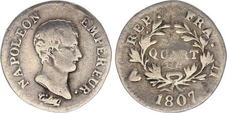 France Quart Franc Quart Franc, Napoleon I Empereur 1807 U Turin