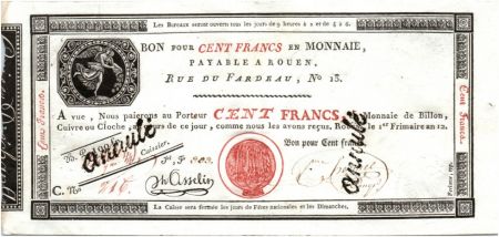 France Rouen Caisse d\'échange des Monnaies Rouen - An 12