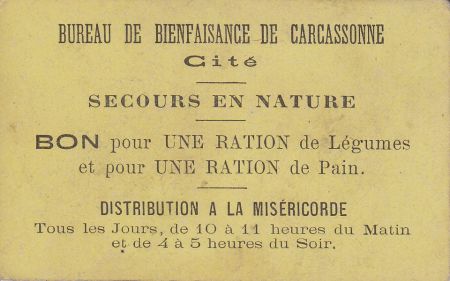 France Sans valeur Carcassonne Bon pour une ration de légumes et de pain