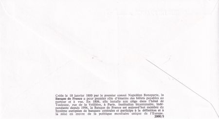 France Sceau de la Banque de France - Premier jour d\'émission - Enveloppe philatélique