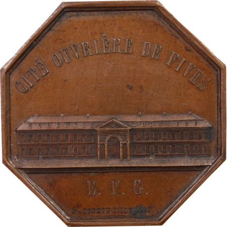 France SECOND EMPIRE  CITÉ OUVRIÈRE DE FIVES - JETON CUIVRE 1856