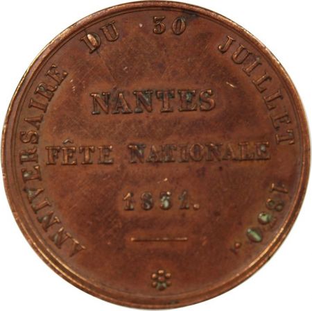 France SECONDE REPUBLIQUE, FÊTE NATIONALE DE NANTES - MEDAILLE CUIVRE 1851