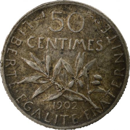 France SEMEUSE - 50 CENTIMES ARGENT 1902