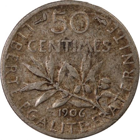 France SEMEUSE - 50 CENTIMES ARGENT 1906
