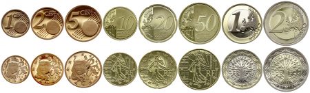 France Série 8 monnaies - 1 c à 2 Euros - 2015 - Frappe BE