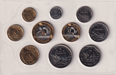 France Série BU 1999 - 10 monnaies en Francs