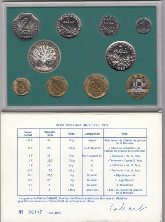 France Série Coffret BU 1989 - Monnaie de Paris 10 pièces - SPL