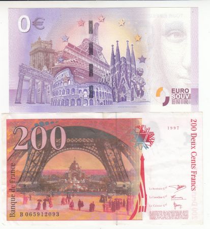 France Série Eiffel  - Inclus 200 Francs Eiffel, 0 Euro Eiffel - 230 ans de la Tour Eiffel