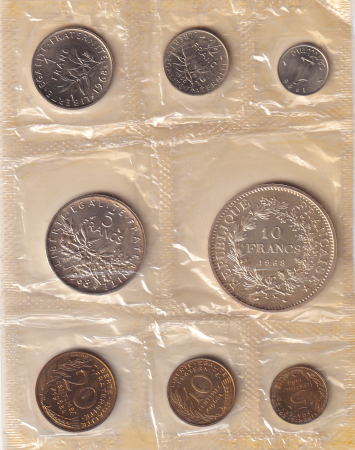 France Série FDC 1968 sans coffret - 8 monnaies en Francs