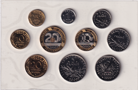 France Série FDC 2000 - 10 monnaies en Francs BU