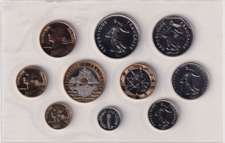 France Série FDC 2000 - 10 monnaies en Francs BU