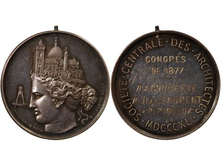 France SOCIETE CENTRALE DES ARCHITECTES  CONGRES DE 1877 - JETON ARGENT